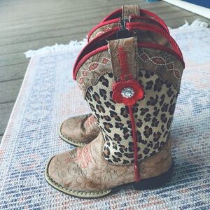 Toddler Twister Leopard Print and Tan Kids Boots